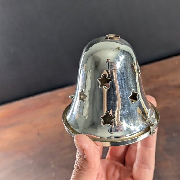 Silver plated Christmas bell pomander, electric tealight holder tree decoration - Picture 9 of 10